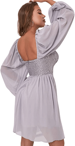 Long Lantern Sleeve Sequin Cocktail Party Bridesmaid Swing Dress SIZE M NEW - Picture 4 of 13