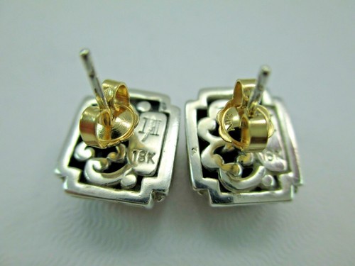 John Hardy Punkte 18K Gelbgold Sterlingsilber Ohrringe 14K Backs 036TB - Bild 8 von 12