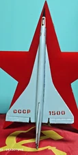 VINTAGE AIRPLANE TU 144 'TUPOLEV' TIN TOY JET USSR SOVIET ERA CCCP 1500 FRICTION