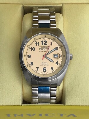 2007 Invicta Frontier USA Automatic Watch 44mm SS + Leather #4113 Never Worn