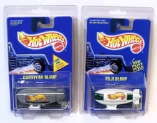 MOC 1991 HOT WHEELS BLUE CARD 194 GOODYEAR BLIMP & 249 FUJI BLIMP IN NOZLEN CASE