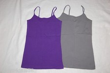 Jr Womens 2 LOT CAMI Tank Top PURPLE  ASH GRAY Solid Color S 3-5