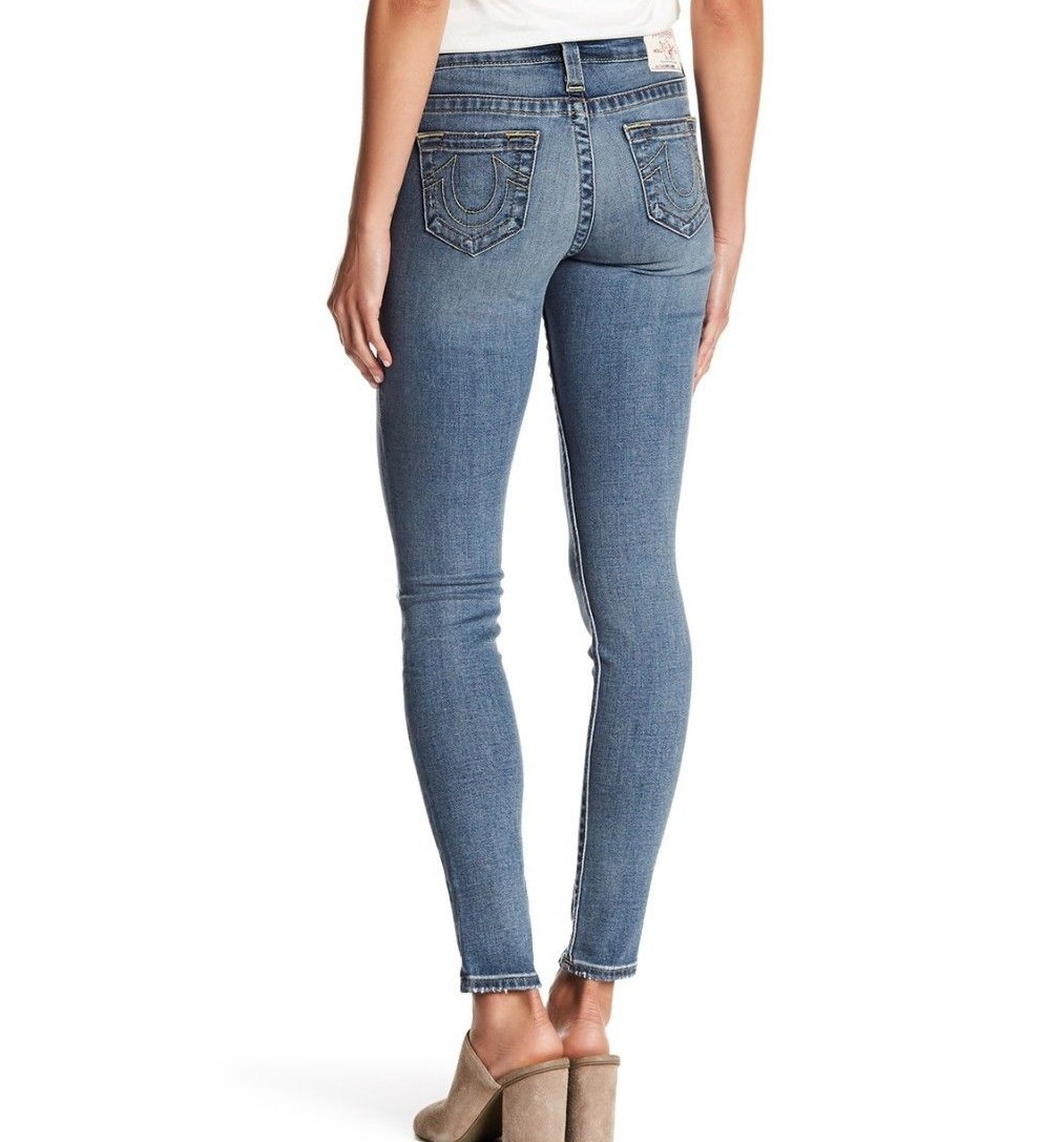 $229 NWT TRUE RELIGION Sz26 SUPER SKINNY DISTRESSED STRETCH JEANS