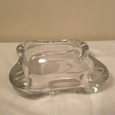 HEAVY Glass Cigar Cigarette Ashtray 8" Across Diagonally Golf Tennis Etched Flaw