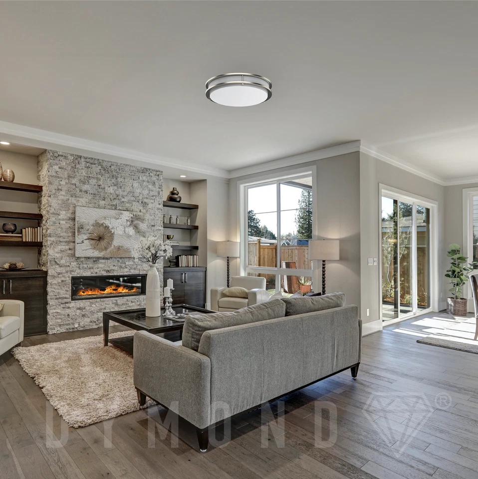 LED Ceiling Light 4000K Flush Mount Fixture Dimmable Double Ring 10"/12"/14" - Image 2 of 4