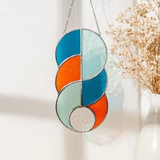 Abstract Wall Decor, Glass Hangings, Custom Stained Glass, Window Decoration