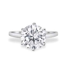 Solitaire Engagement Ring Round Simulated Cubic Zirconia 925 Sterling Silver