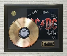 AC/DC Black Ice Framed Black wood Reproduction Signature Gold LP Display