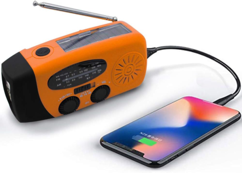 Solar Emergency Weather AM FM NOAA/WB Alert Hand Crank Wind up Radio with SOS, 2