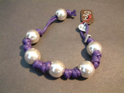 Bracelet à cordes Bodes y Garcia - Violet avec perles métalliques NEUF - Photo 1/2