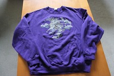 Cat Sweatshirt XL Purple Grandma Kitty Cats on Flower tree branch Jerzees NuBlen