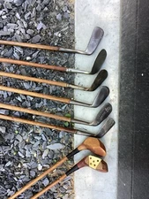 Antique Hickory Wood Shaft Playset Golf Clubs Or Display Christmas Gift Present