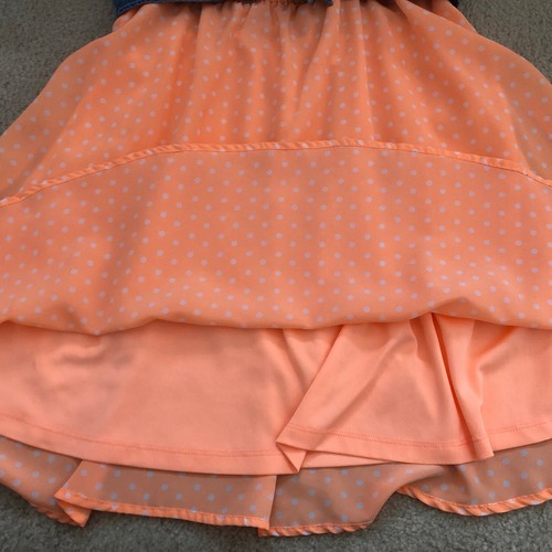 Cute Justice Girl Size 12 Peach Dress Polka Dot Attached Denim Vest Sleeveless - Picture 5 of 6