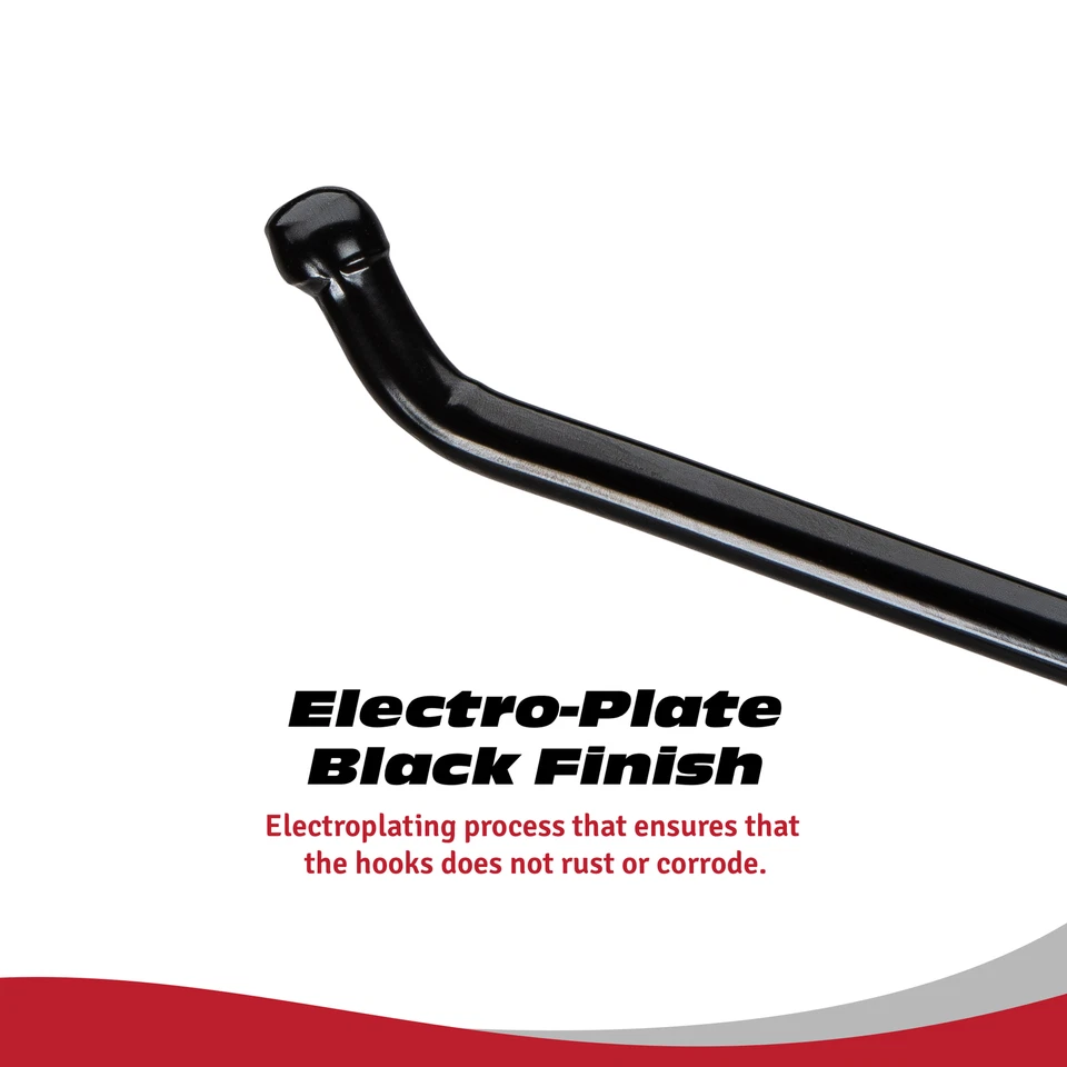 Presa Heavy Duty Black Steel Peg Board Shelving Hooks, 2 to 10-Inch, 50-Pack - Image 3 of 4