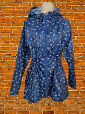 Womens Finesse Raindrops Size S Small Navy Lightweight Rain Coat Jacket Kagoul