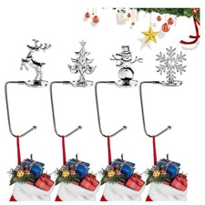 Weihnachtsstrumpfhalter 4er Set Metall Silber Kantenmontage rutschfest
