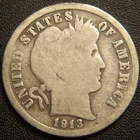 1913 Barber Dime - Full Rims, All Major Details are Distinctly Outlined
