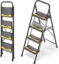4 Step Ladder, Heavy-Duty Pass 800lb Capacity Test, Wide Anti-Slip Steps