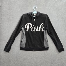 Victoria's Secret PINK Women Hoodie M Black Colorblock Script Activewear