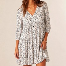 Sézane Aure Dress Floral Size XS V Neck 3/4 Sleeves