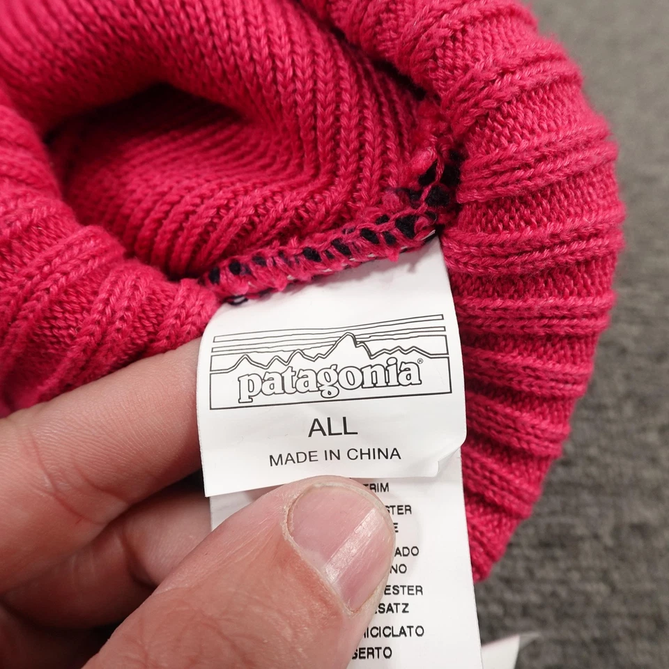 Sombrero Patagonia Gorro Ajustado Talla Única Rosa Azul Marino Tejido Pom Poliéster Reciclado Para Hombres Foto 4 de 4