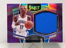 Dennis Schröder 2021-22 Select Throwback Purple Prizm Patch /99 Game Worn OKC