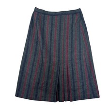 Vintage Evan Picone Women's Striped Wool Blend Pleated Midi Skirt Size 10