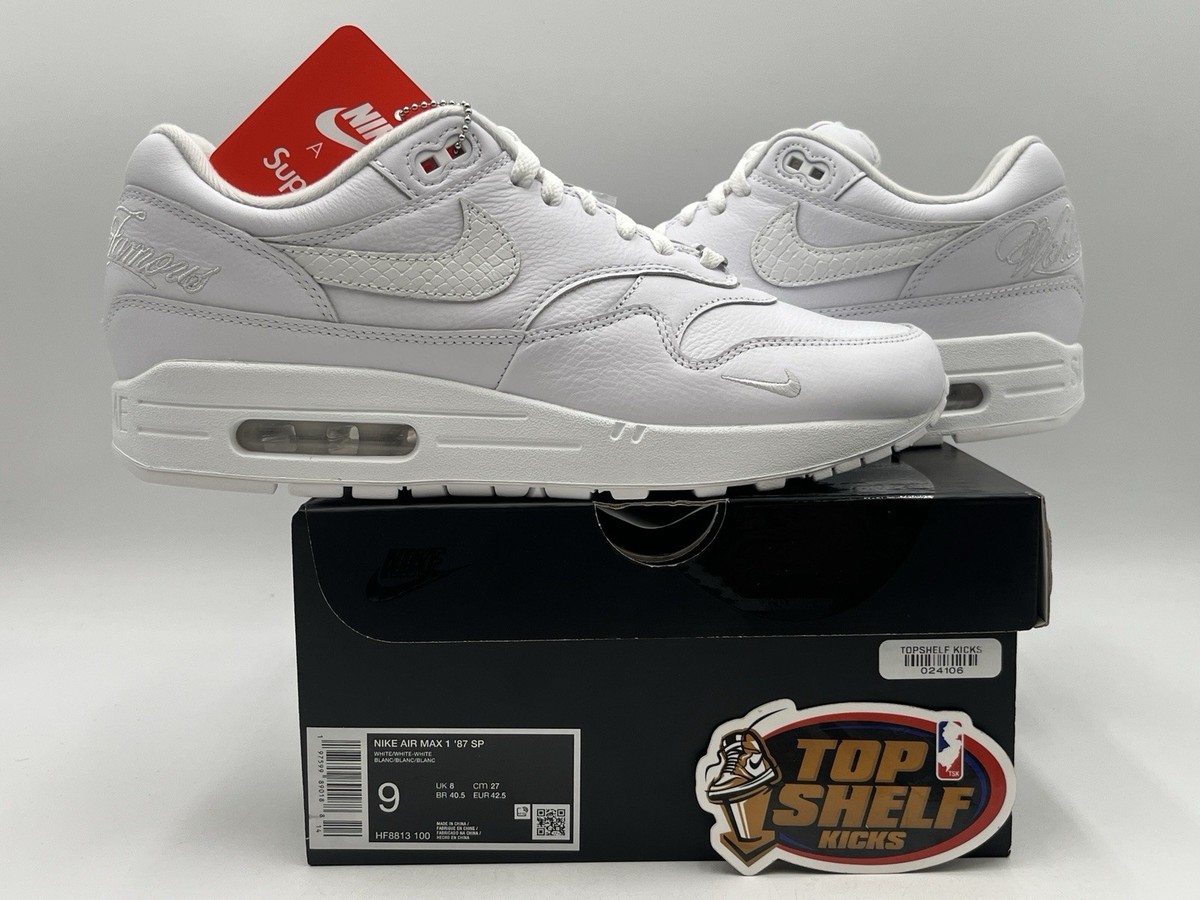 DS New Nike Air Max 1 87 Supreme Triple White 2025 Size 9 