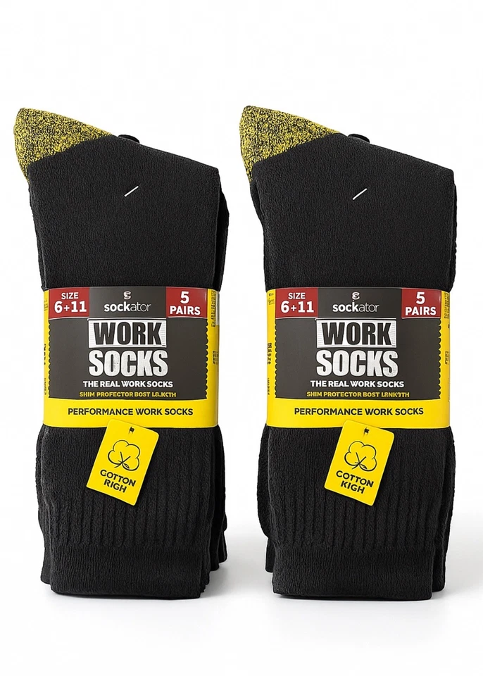 LUCENT 20 x Pairs Mens Work Socks - Cotton Rich, Durable, Cushioned UK 6-11 EUR 39-45
