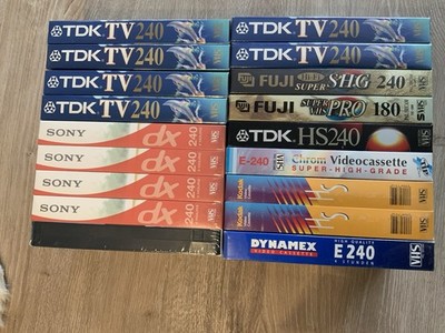 17 Neue VHS Leerkassetten / TDK, Sony, Fuji, Kodak + Reinigungskassette OVP