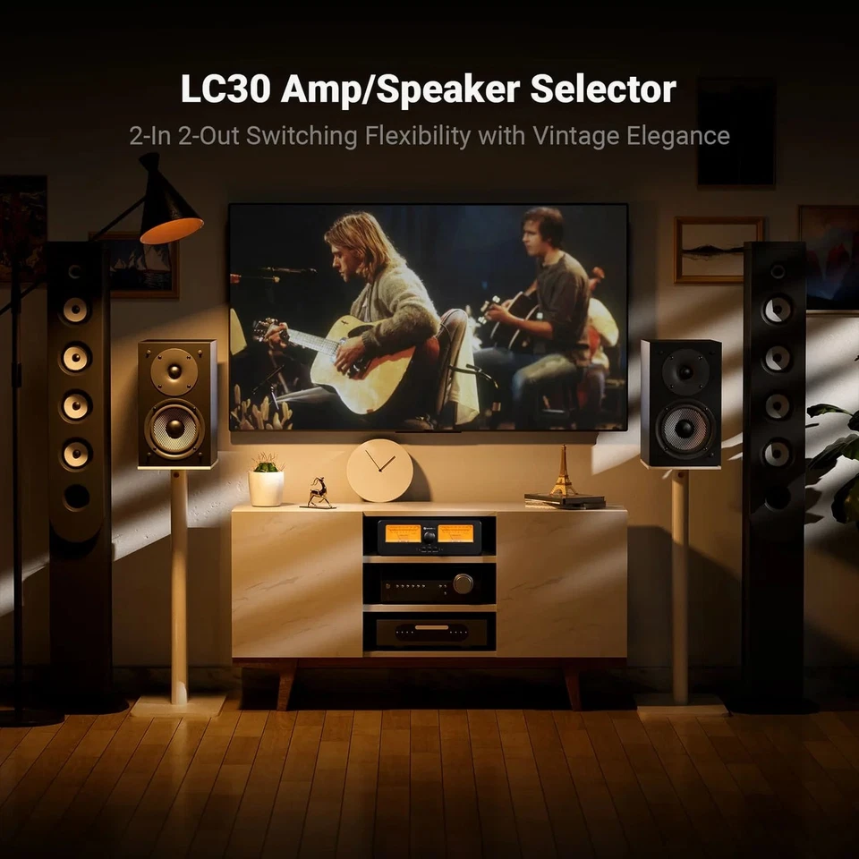 Fosi Audio LC30 VU Verstärker Boxen Umschalter Orange 2 in / 2 Out VU-Meter HiFi - Bild 2 von 4