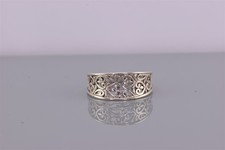 Sterling Silver 9mm Scrolled Openwork Concaved Band Ring 925 Sz: 9
