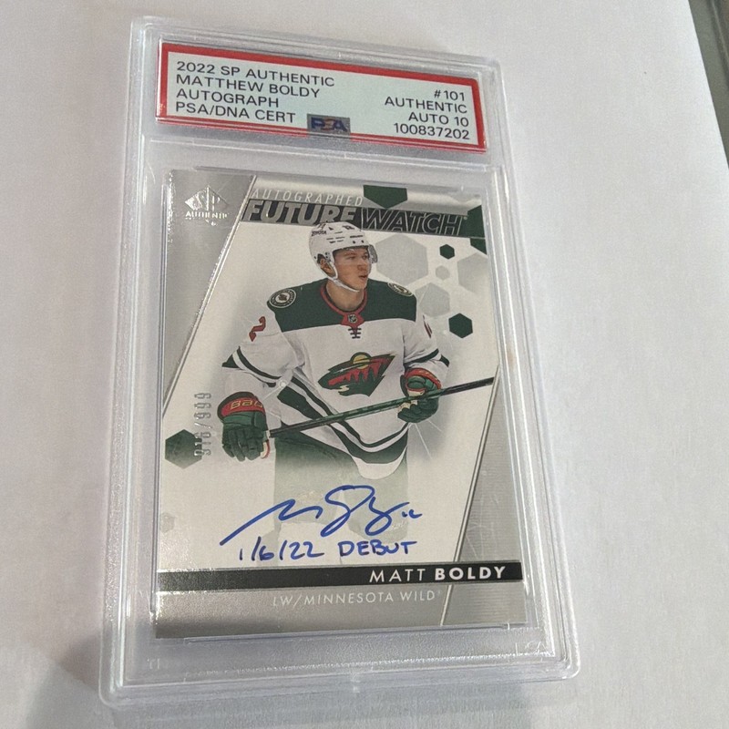 Upper Deck SP Authentic Matt Boldy #101 Future Watch Auto /999 PSA Auth 10
