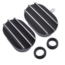 Black Aluminum Finned Oval Air Pcv Breather Combo Valve Cover W Rubber Grommets