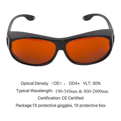 190nm-540nm & 800nm-2000nm OD4+ Laser Safety Goggles Protective Glasses