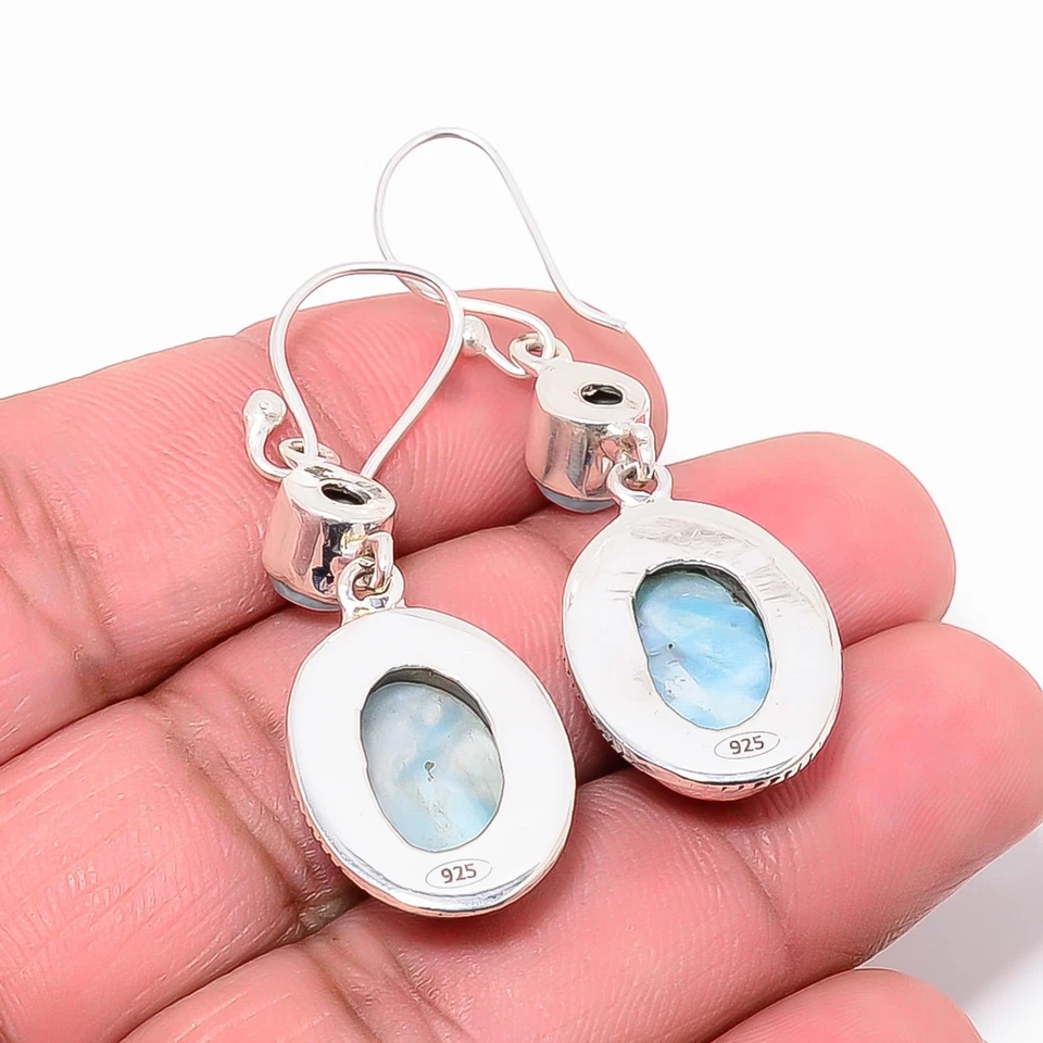 Dominikanische Larimar Natur Edelstein Handarbeit 925 Sterling Silber... - Bild 4 von 4