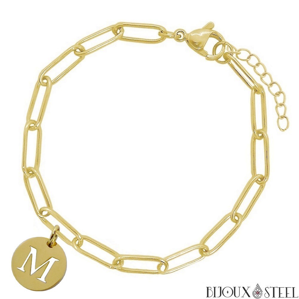 Bracelet trombone médaille personnalisée acier bijou tendance working girl