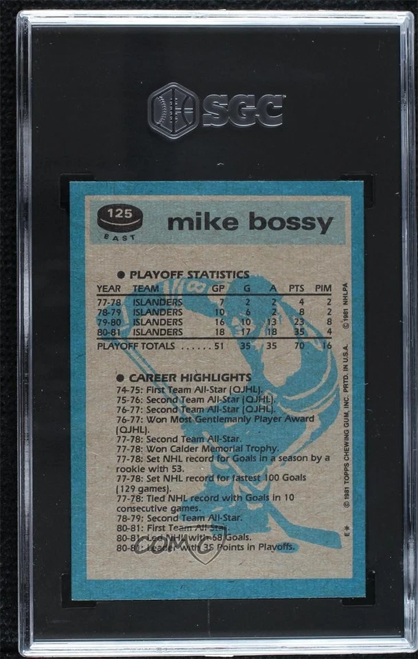 1981-82 Topps Mike Bossy #125E SGC 7 HOF - Image 2 of 2