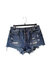 Windsor High Rise Distressed Jean Shorts Button Fly Frayed Cut Off Medium