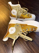 Converse Chuck Taylor All Star High Top Gold Glitter Lace-Up Sneakers A06754C