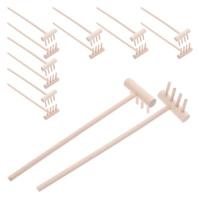24Pcs Khaki Wood Small Garden Rakes for Sand Leveling and Zen Meditation Tools