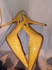 Casadei Yellow Croc-Embossed Leather Slingback Pointed Toe Heels 6.5 — photo 3