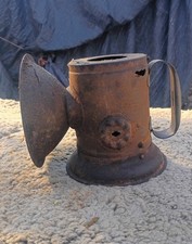 Vintage Rusty Metal Railroad Lantern with Han...