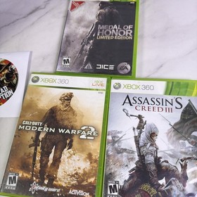 Xbox 360 S Console Model 1439 + Power, 1 Controller & 4 Games - Tested ✅