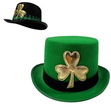 1Pc St Patrick Day Green Leprechaun Gold Shamrock Top Hat Fancy Festival Party