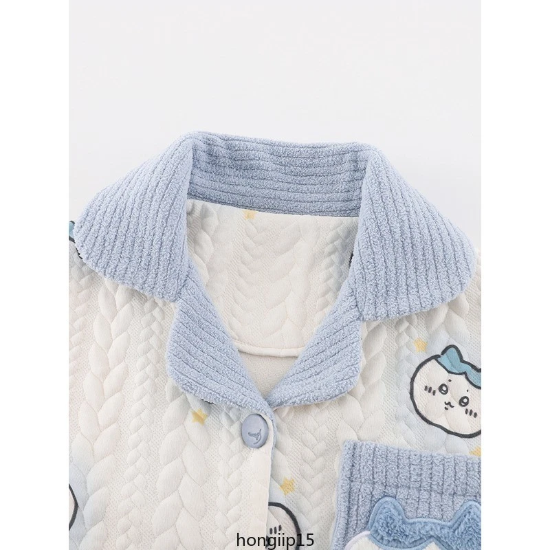 Chiikawa Animation Pajamas Cute Cartoon Thicken Warm Polyester Fiber Women New - Image 3 of 4
