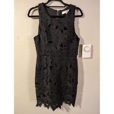 ASTR The Label Texture Crotchet sheath Dress Black Floral womens sz M