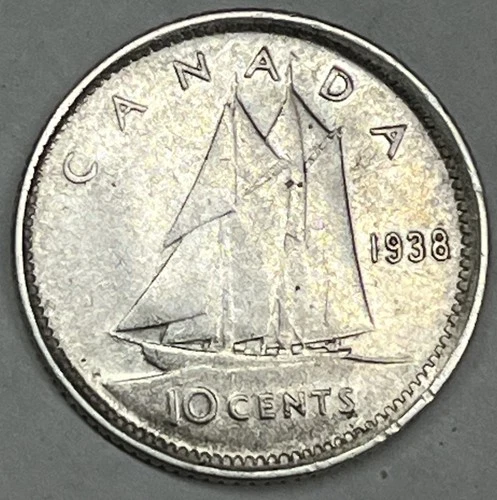 1938 Canada George VI 10 Cents Dime 80% Silver