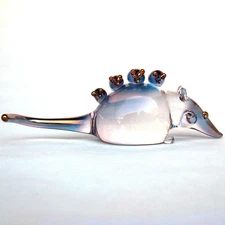 Opossum Mother and Family Figurine of Hand Blown Glass