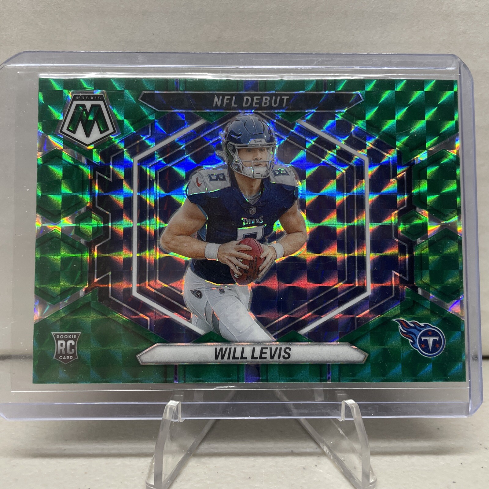 2023 Panini Mosaic Will Levis NFL Debut Green Prizm Rookie Card #ND-4 Titans RC